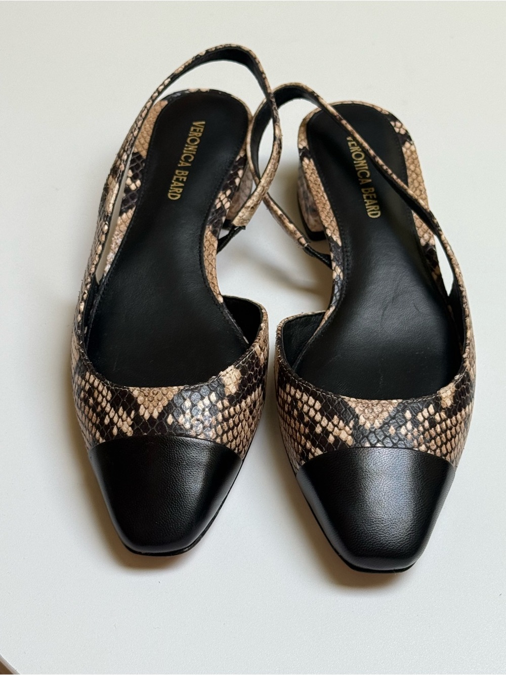 Veronica Beard  Black & Snake-Print Slingback Flats size 5M women